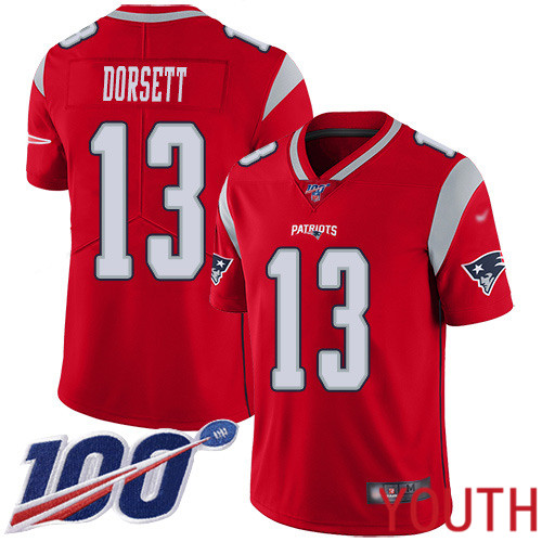 New England Patriots Football #13 100th Season Inverted Limited Red Youth Phillip Dorsett NFL Jersey->women nfl jersey->Women Jersey
